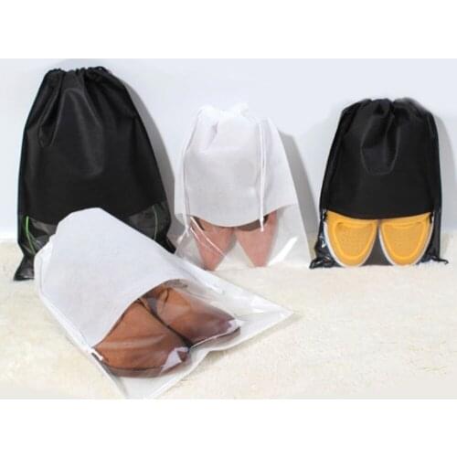 S/L Waterproof Shoes Storage Bag Pouch Portable Travel Organizer Drawstring Bag Cover Non-Woven Laundry Organizador