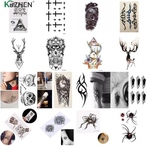 Waterproof Temporary Tattoo Sticker Animal Owl Spider Giraffe Tatto Flash Tatoo Foot Arm Neck Fake Tattoos For Men Women