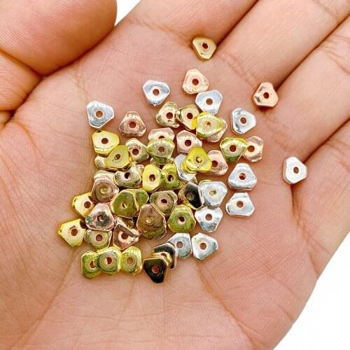 Gold Silvers 5/6mm Flat Triangle Natural Hematite Stone Loose Spacer Beads For Jewelry Making DIY Bracelet Earrings Accessories