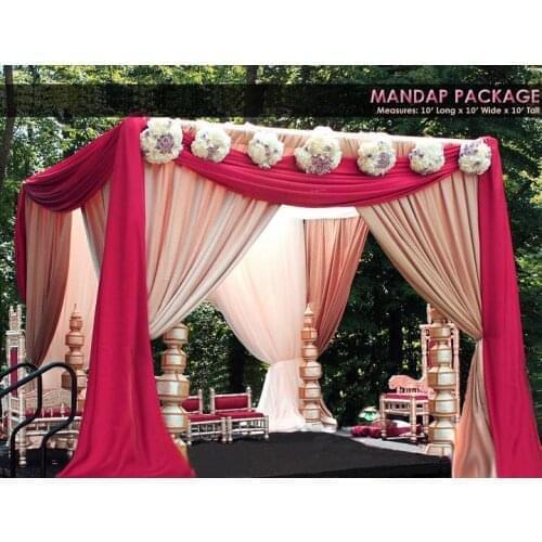 10ftx10ftx10ft Rose&champagne square canopy drapery with stainless steel Pipes,wedding stage decoration wedding curtain