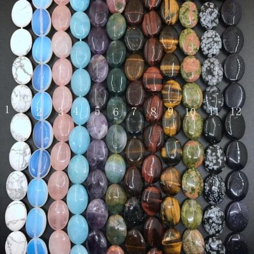 12Stone Choice,18x25mm Oval Loose Beads Wholesales,Natural Gems Turquoises Opal Amethysts Amazonite Tiger eye for Jewelry Making
