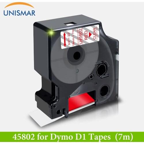 3/4" 19mm Label Tape Red on Clear Compatible Dymo D1 45802 Printer Ribbon for Dymo Label Maker Machine LabelManager 200 300 PC