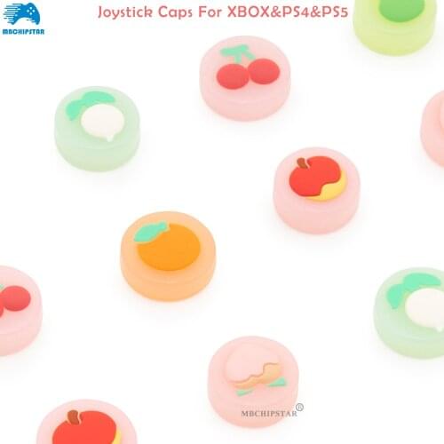 4 Pcs Fruit Silicone Analog Thumb Stick Grips Cover For Playstation 4 PS4 Pro Slim For PS5 Controller Thumbstick Caps For Xbox