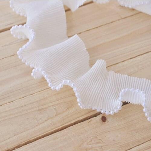 5 yards Vintage Beaded Edges Wrinkled Ribbon for Diy Clothing Dress Hat Curtain Trims Accessories