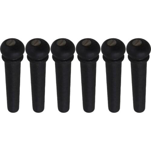 6 Acoustic Guitar EBONY Bridge Pins With PEARL Shell Dot