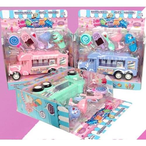 6Pcs/Set Creative Dessert Cart Toy Simulation Pretend Play Children Gift Ice Cream Cart Model Toy Interactive Game for Kids