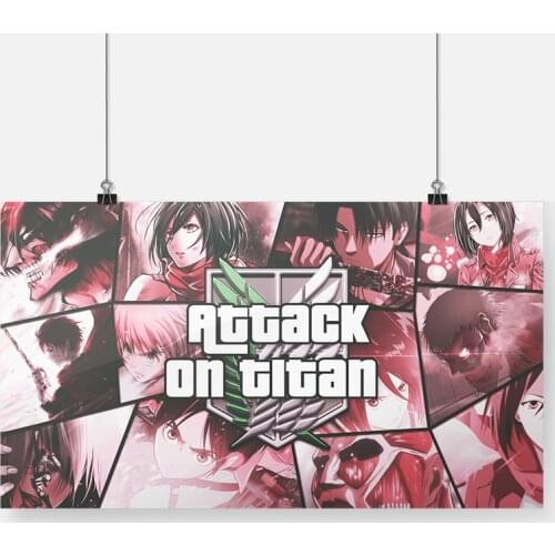 Shingeki no Kyojin Attack on Titan Anime Poster Framed Wooden Frame Canvas Painting Wall Art Decor Study Home Decoration Prints