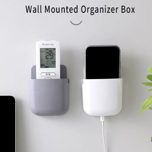 Home Wall Mounted Organizer Storage Holders Box Remote Control Phone Charging Plug Bath Kitcken Wall Stand Racks For Office Use