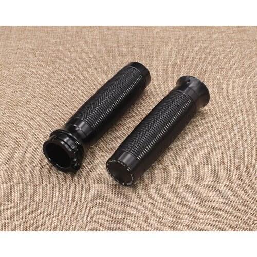 Black CNC Custom Rough Crafts Handlebar Grips Fits For Harley Davidson 883R 883L 48 Sportster