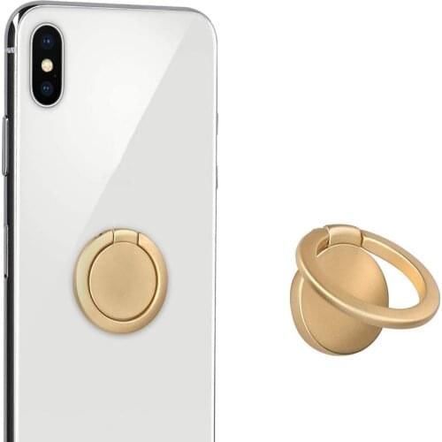 Phone Ring Holder Stand Gold Finger Grip and Kickstand for Cases and Back of Phones Self-Adhesive Stick-On Mount - Round Design