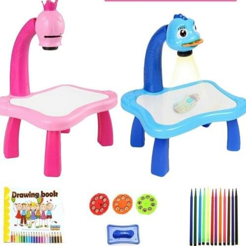 Kids Toy Painting Drawing Table Led Projector Music Toys Kids Arts and Crafts for Kids Children Notebook Pen Office Toddler Toy