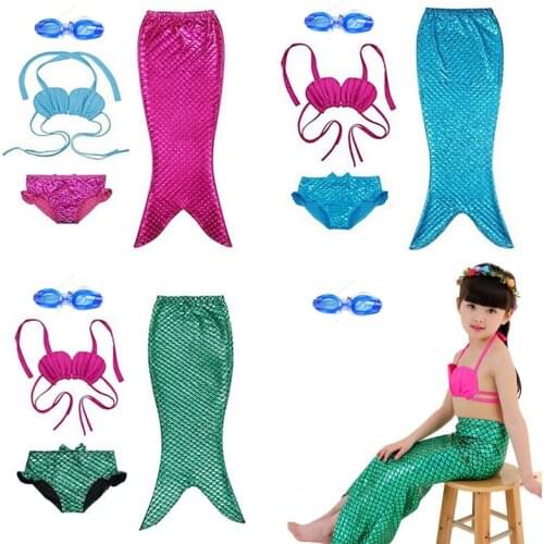 Kids Girls Mermaid Tails Swimsuit Cosplay Costume Bikini Bathing Suit Princess Ariel Baby Fancy Dress Swimmable Costumes