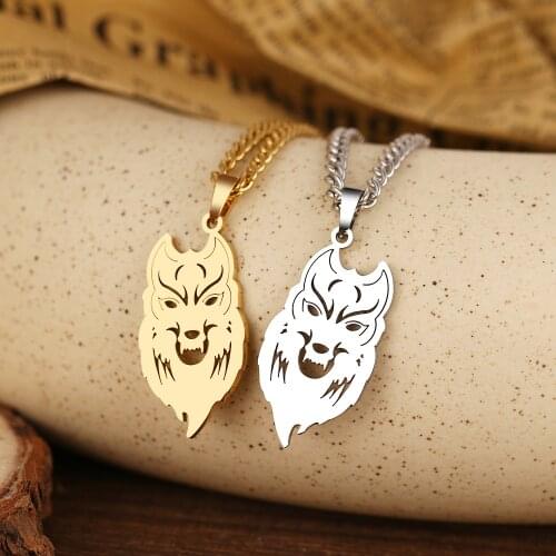 DOTIFI 316L Stainless Steel Mens Design Necklace Wolf Punk Rock for Women Men Metal Chains Hip Hop Goth Jewelry Gifts