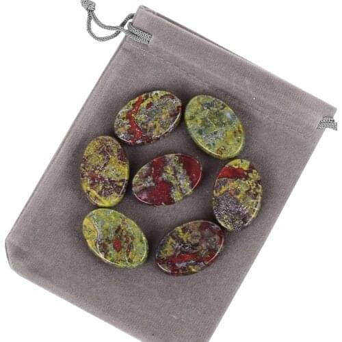 Dragon Blood Jasper Palm Stone Oval 30*20 Crystal Mineral Chakra Set Gift Bag Natural Tumbled Stone Reiki Healing Home Decor