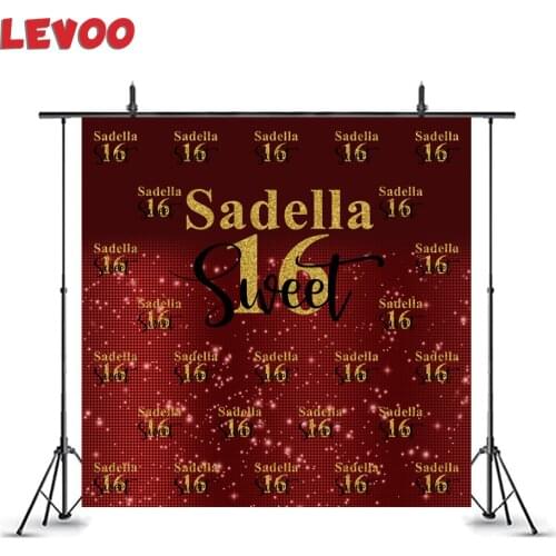 LEVOO Custom Backdrop Sweet 16 Birthday Red Sequin Photozone Photography Background Photobooth Photo Studio Shoot Props Fabric