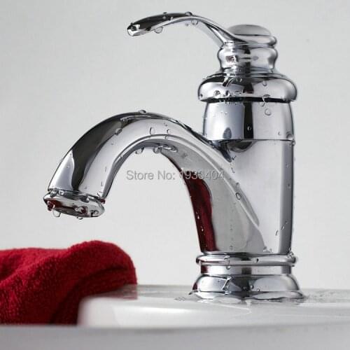 Chrome Faucets Bathroom Sink Basin Mixer Tap Single Handle Torneira Hot and Cold Taps 1128C