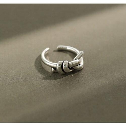 Kinel Popular Minimalism Style S925 Sterling Silver Ring Hot Sale Personality Tide Opening Wide Ring Fashion Jewelry
