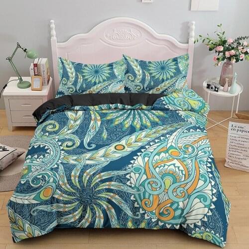 Classical Paisley Pattern Queen King Single Size Bedding Set 2/3pcs And Pillowcase Boho Duvet Cover Sets With Zipper Closure