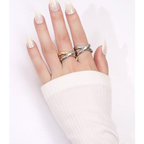 Minimalist X Shape criss-cross Rings for Women Classic Gold&Silver Color Metal Mixed Chunky Ring Wedding Jewelry Gifts