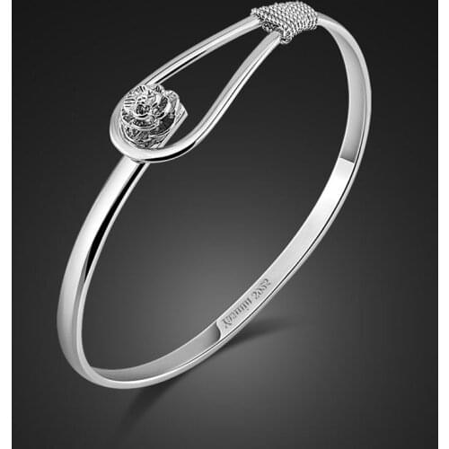 Minimalist 925 sterling silver bracelet female rose shape design bracelet girl favorite jewelry real silver does not fade bijoux