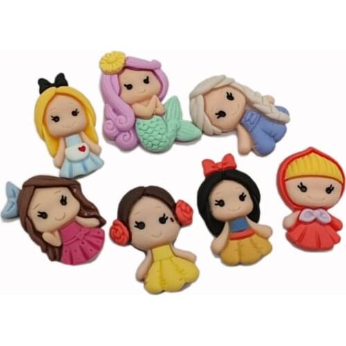 Cartoon Resins Characters Flatback Princess Resin Cabochon Kawaii Girl DIY Scrapbook Hair Bows Center Craft Supplies