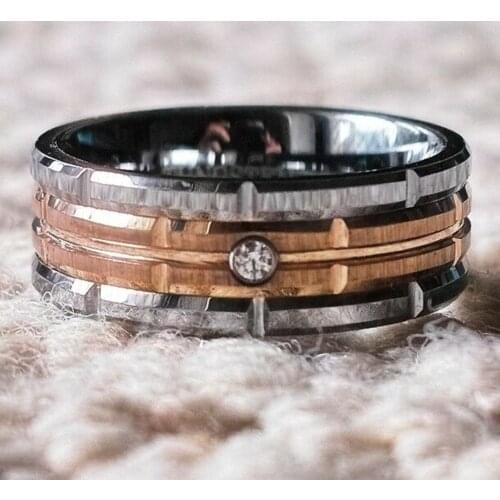 Mens Simple Stainless Steel Inlaid Drill Ring Unique Square Cut Design Rings Party Banquet Birthday Fashion Jewelry For Men