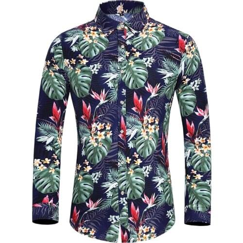 New Fashion Mens Printed Floral Long Sleeve Casual Shirt Soft Thin Spring Summer Standard Fit Social Business Dress Shirt S-7XL