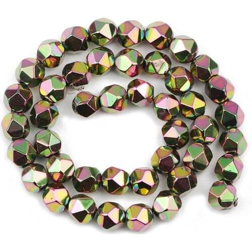 Wholesale Jewelry Making Charm New Green Faceted Round 3/4/6/8/10MM Hematite Natural Stone Loose Beads Diy Bracelets Findings