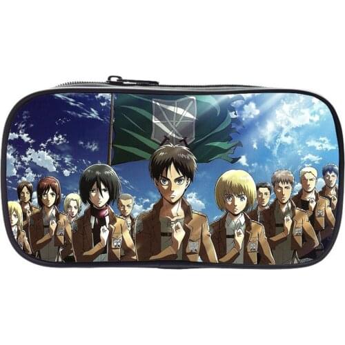 NEW Attack on Titan Students Pencil Case Pencil Box Kids Zipper Pen Bag Children Pencil Holder School Supplies Girls Makeup Bag