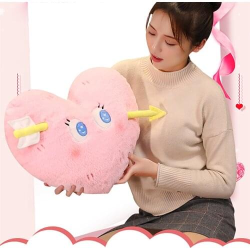 50cm Pink Heart Arrow Shape Pillow Doll Plush Toy Heart-shaped Cushion PP Cotton Girl Birthday Christmas Gifts Home Decoration
