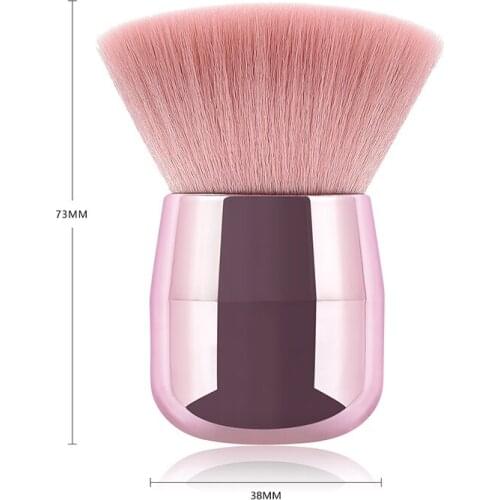 Saiantth Princess pink cute short tube Single makeup brush Loose powder Large flat head Blush tool 7.3cm dense soft round beauty