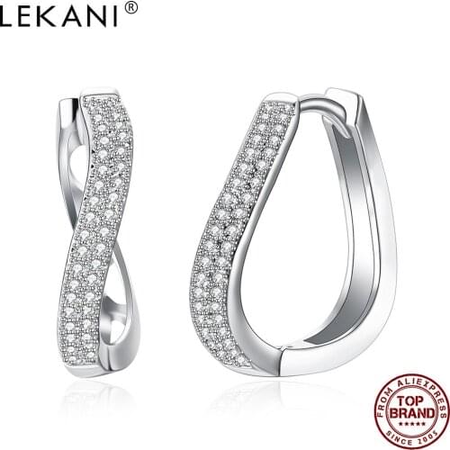 LEKANI K POP O Shape Aesthetic Cubic Zirconia Earrings Bulks For Teen Grils Women Design Fashion Jewelry Gift Best Selling