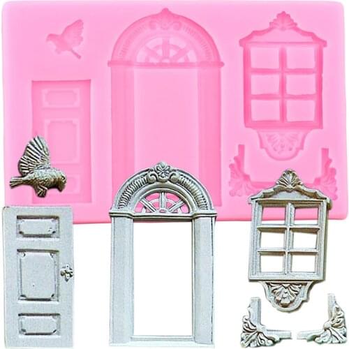 Window Door Bird Silicone Mold DIY Accessories Cupcake Topper Fondant Cake Decorating Tools Chocolate Candy Polymer Clay Moulds