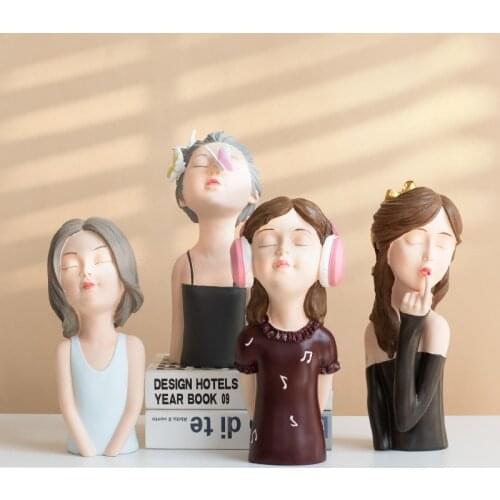 Nordic creative lovely girl resin ornament study decoration model guest room home furnishings