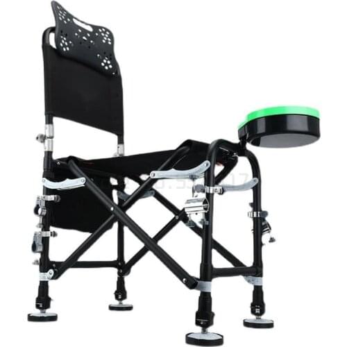 Fishing chair foldable portable multifunctional black stepless heightening fishing stool recliner