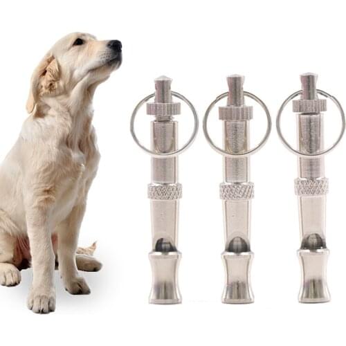 Dog Training Supplies Pet Dog Flute Ultrasonic Pet Training Adjustable Stainless Steel Whistle Sound Key Chain Pet Products