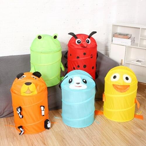 Cartoon Cute Animal Storage Bucket Folding Cylinder Laundry Basket Toy Box Organizer Storage Bag