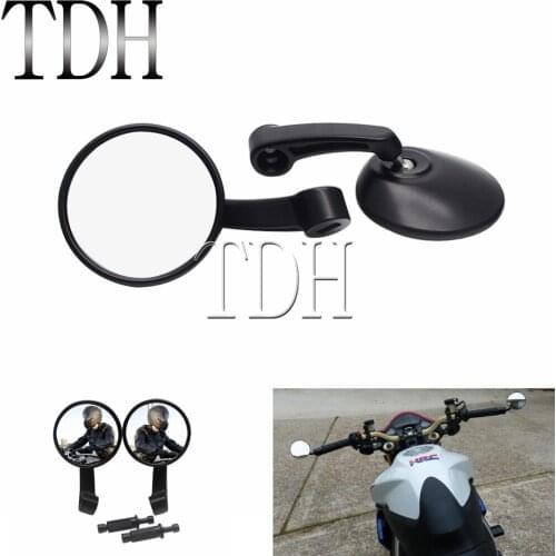 Motorcycle Handlebar Mirror Black Round Rearview Bar End Side Mirror for Harley Yamaha Suzuki Honda Kawasaki BMW Dirt Bikes ATV