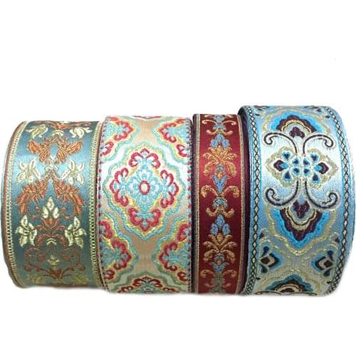 ZERZEEMOOY 6CM AND 3.3CM 5YARD/LOTS DIY Handmade Sewing Lace Accessories National Style Embroidery Flower Woven Jacquard Ribbon