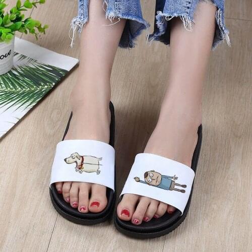 2021 House Indoor Slippers Cartoon Pattern Non-slip Flip Flops Ladies Comfort Summer Beach Sandals For Women Plus Size 41