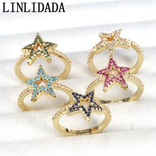 10Pcs New Fashion Adjustable Jewelry rings colorful cz star charm lovely girl women finger rings