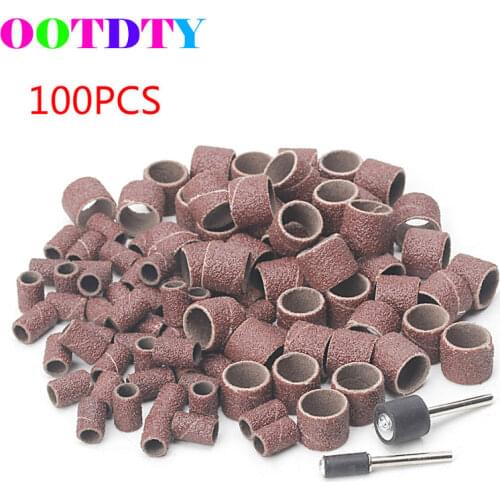 100 Pcs Sanding Band Sleeves Drum Kit Sandpaper Rubber 2 Mandrels APR22