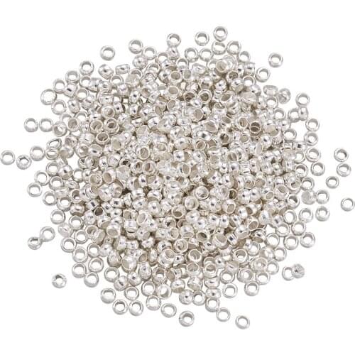 Pandahall 10000pcs Brass Crimp Beads Spacer Stopper Bead for Jewelry DIY Making Silver Color Barrel 2x1.2mm hole: 1.2mm