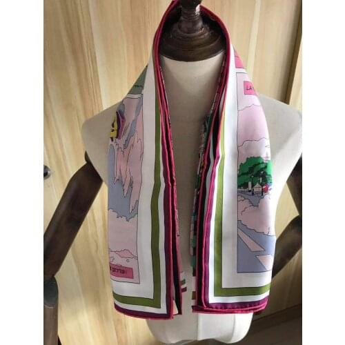 2020 new arrival spring autumn classic cartoon 100% pure silk scarf twill hand made roll 90*90 cm shawl wrap for women lady