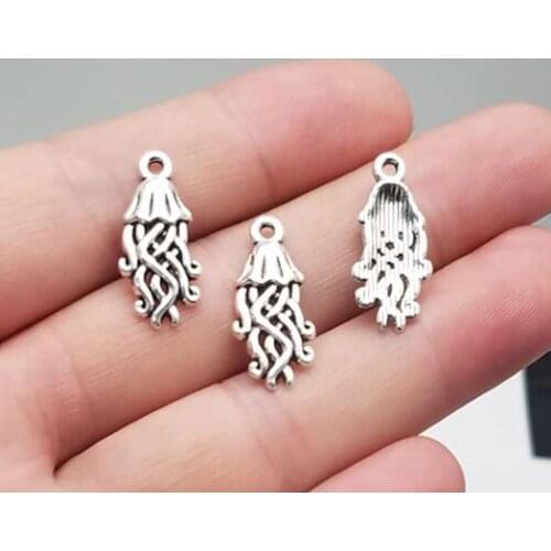 40pcs/lot--22x9mm, Jellyfish cham,Antique silver plated Jellyfish charms,DIY supplies,Jewelry accessories