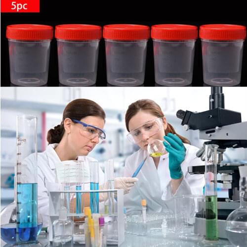 5 / Set 60ml / 40ml Plastic Graduated Laboratory Bottle Plastic Liquid Volume Laboratory Test Cup Volumetric Cup (with Lid)
