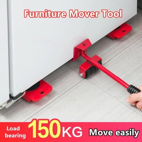 5pcs Heavy Stuffs Moving Hand Tools Set Save Effort Furniture Transport Lifter Set Professional Wheel Bar Mover Device