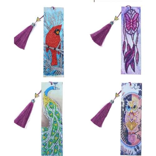 5D Bird Owl butterfly Drangon Diamond Painting Bookmark Diamond Embroidery Craft Tassel Book Marks for Books Christmas Gifts