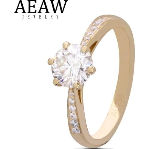 AEAW 6.5mm 1.0ct Round Cut 10k 14k Yellow Gold Moissanite Ring Half Full Eternity Sizes Original Dazzling Female Jewelry