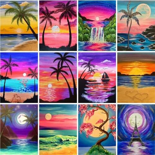 HUACAN DIY Diamond Painting 5d Tree Mosaic Cartoon Full Square/Round Diamond Embroidery Landscape Home Decor Needlework